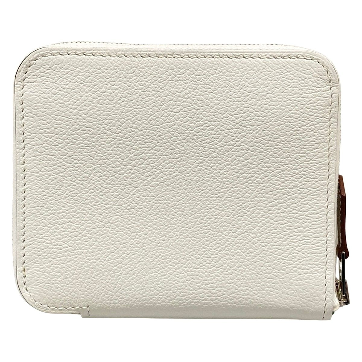 Hermes Coin Purse Azap Compact Silk'in White Zip Around
