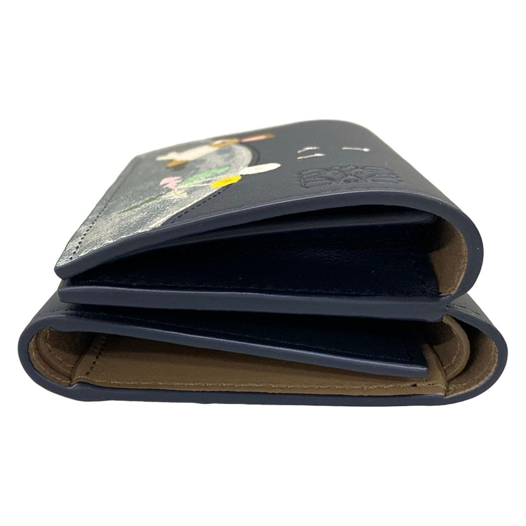 Loewe Trifold Wallet Dark Navy Silver Multi Rabbit Suna Fujita Collaboration — view 8