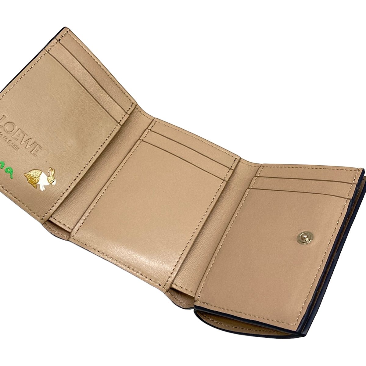 Loewe Trifold Wallet Dark Navy Silver Multi Rabbit Suna Fujita Collaboration — view 3
