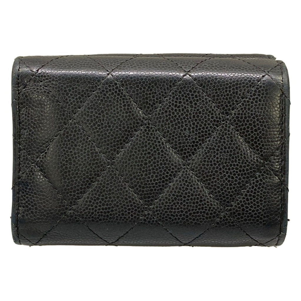 Chanel Trifold Wallet Classic Small Flap Quilted Black Silver — view 2