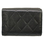 Chanel Trifold Wallet Classic Small Flap Quilted Black Silver — view 2