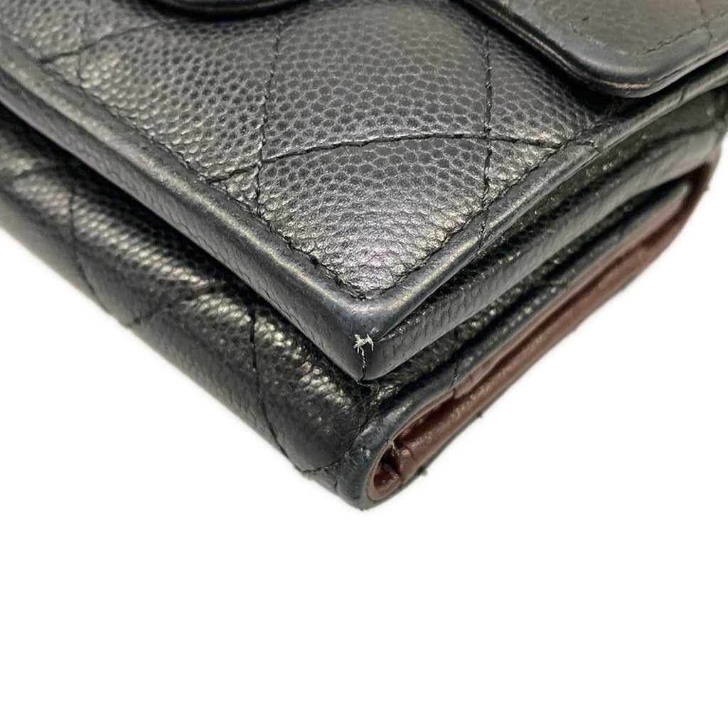 Chanel Trifold Wallet Classic Small Flap Quilted Black Silver — view 6