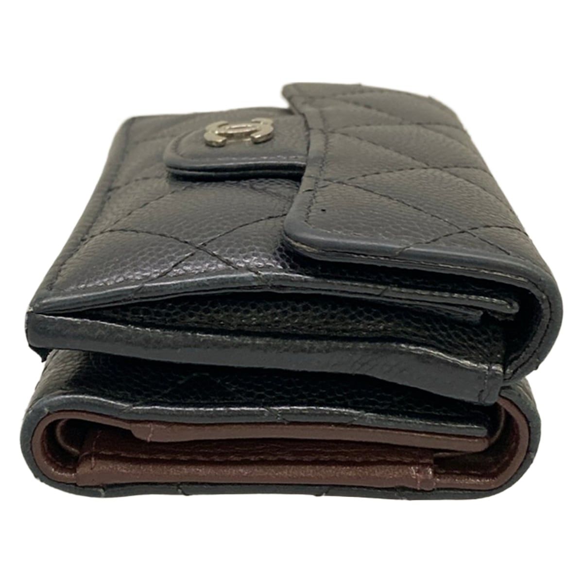Chanel Trifold Wallet Classic Small Flap Quilted Black Silver — view 8