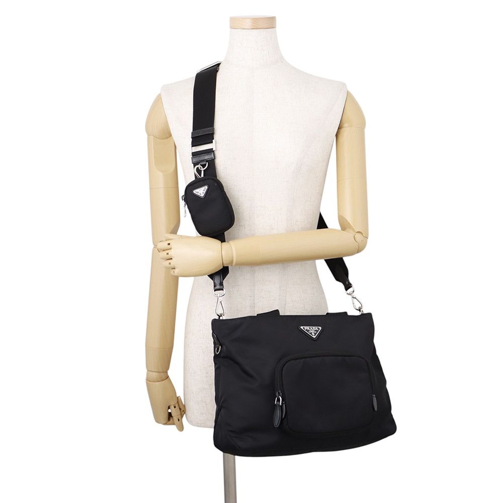 Prada Re-Nylon Triangle Logo 2-Way Shoulder Bag Black — view 5