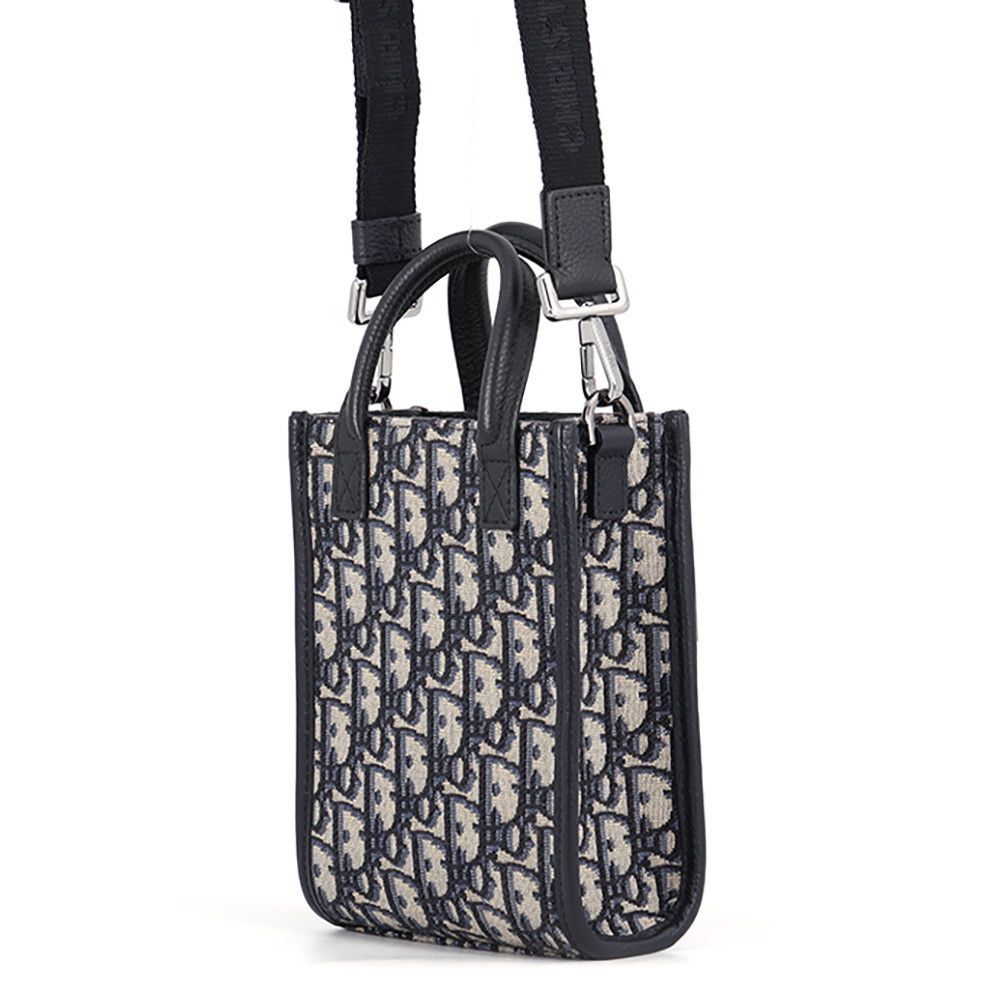 Dior Handbag Oblique North South Mini Canvas Grained Black — view 2
