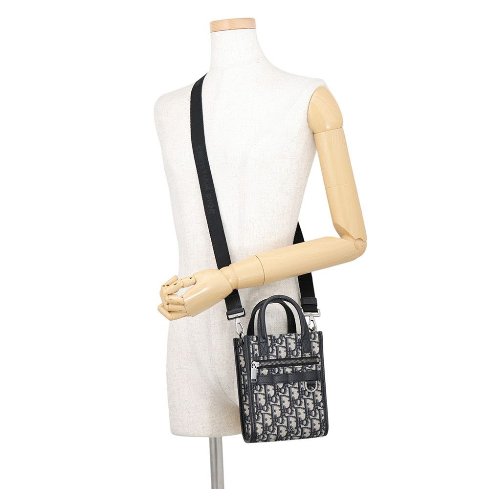 Dior Handbag Oblique North South Mini Canvas Grained Black — view 5