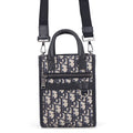 Dior Handbag Oblique North South Mini Canvas Grained Black