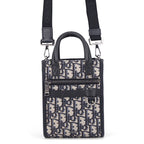 Dior Handbag Oblique North South Mini Canvas Grained Black