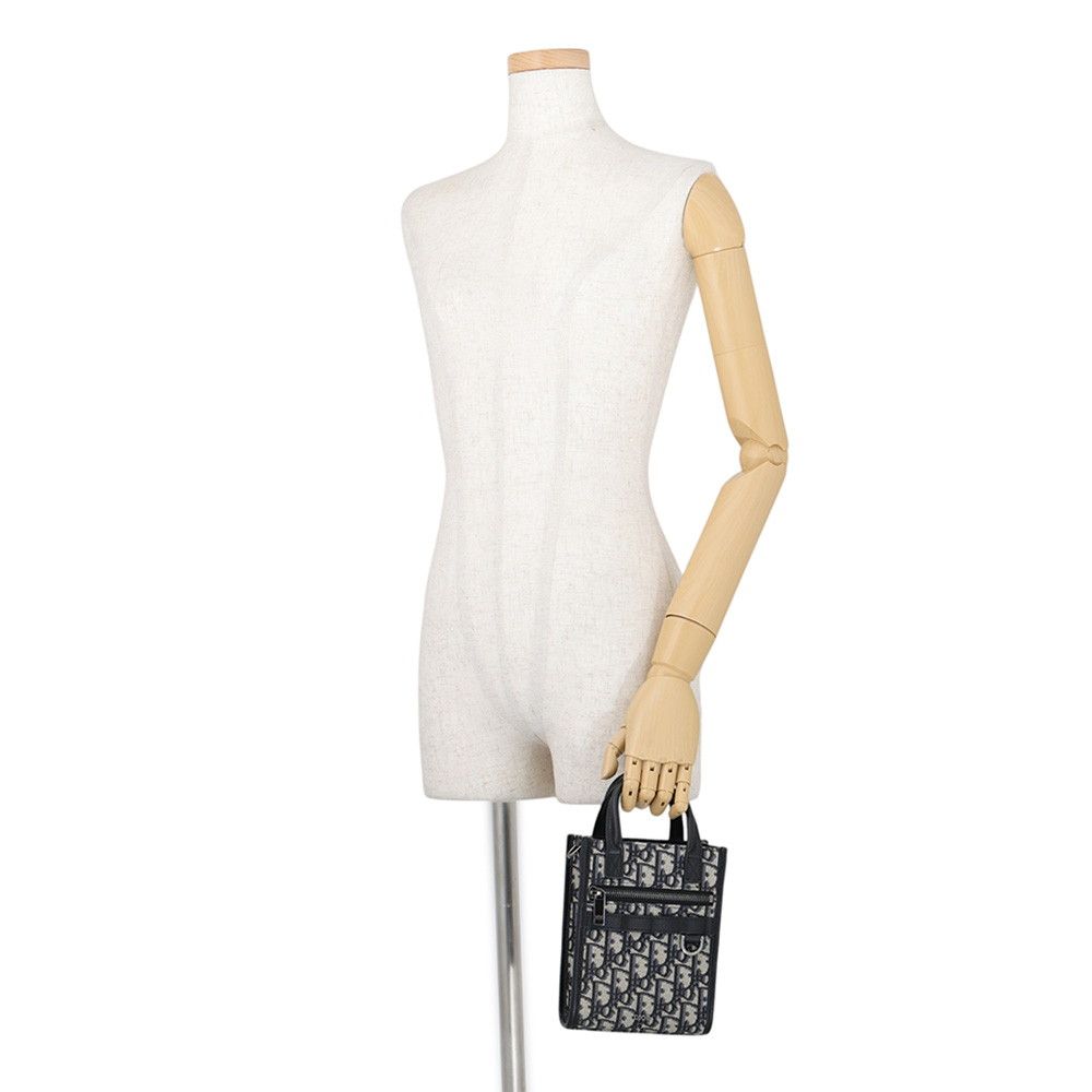 Dior Handbag Oblique North South Mini Canvas Grained Black — view 4