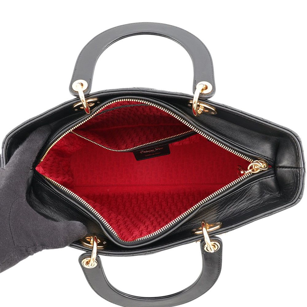 Dior Handbag Lady Cannage Large 2-Way Black — view 6