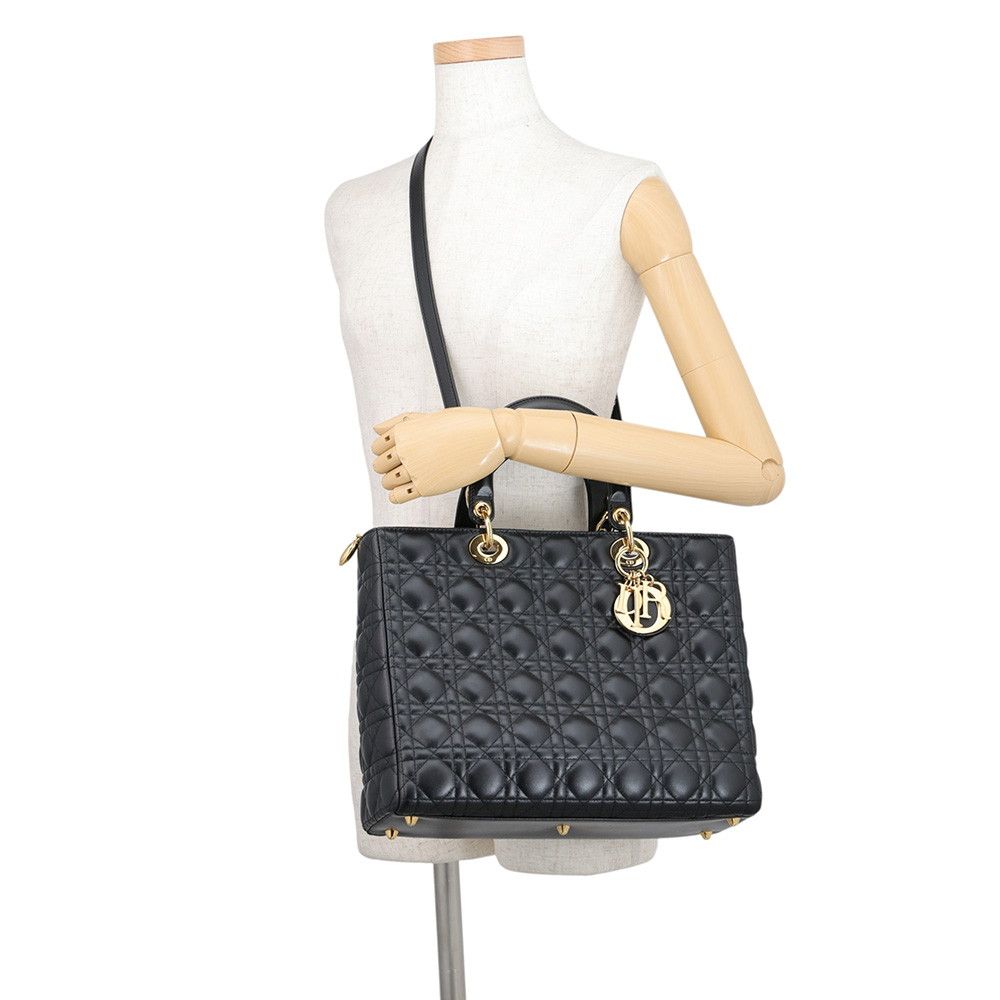 Dior Handbag Lady Cannage Large 2-Way Black — view 5