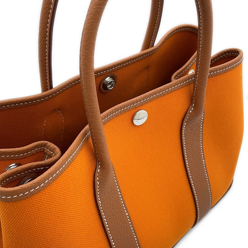 Hermes Tote Bag Garden Party TPM Apricot Gold Silver Toile Military Negonda — view 6
