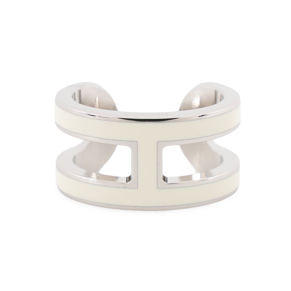 Hermes Ear Cuff Pop H White Silver Earrings