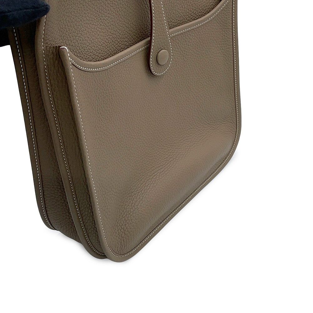 Hermes Shoulder Bag Evelyne 3 PM Etoupe Silver Taurillon Clemence — view 6