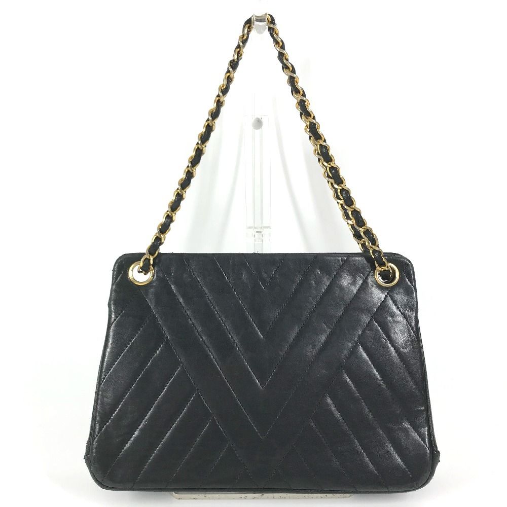 Chanel Shoulder Bag CC Logo Vintage Leather Black — view 2
