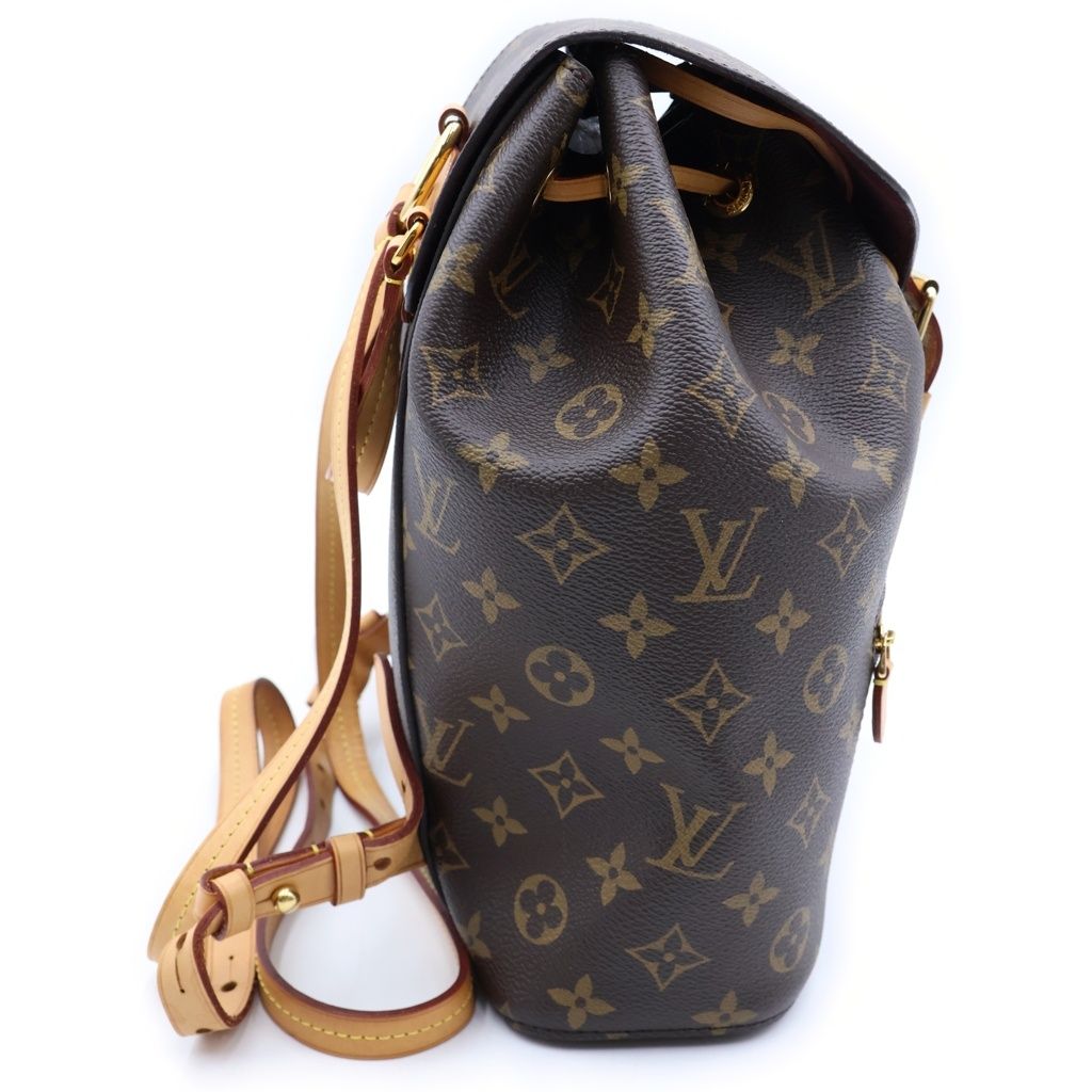 Louis Vuitton Monogram Montsouris Backpack Brown Leather Gold — view 3