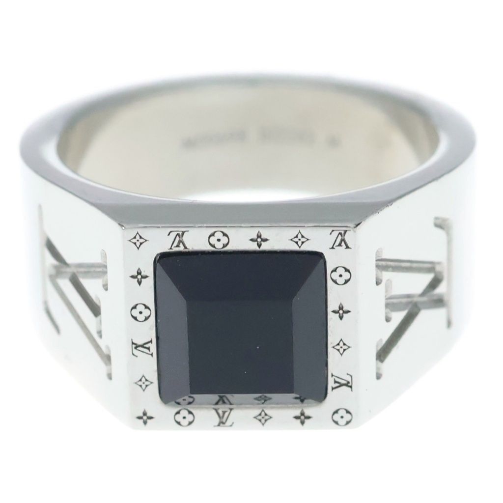 Louis Vuitton Ring LV Onyx Bague Monogram Silver