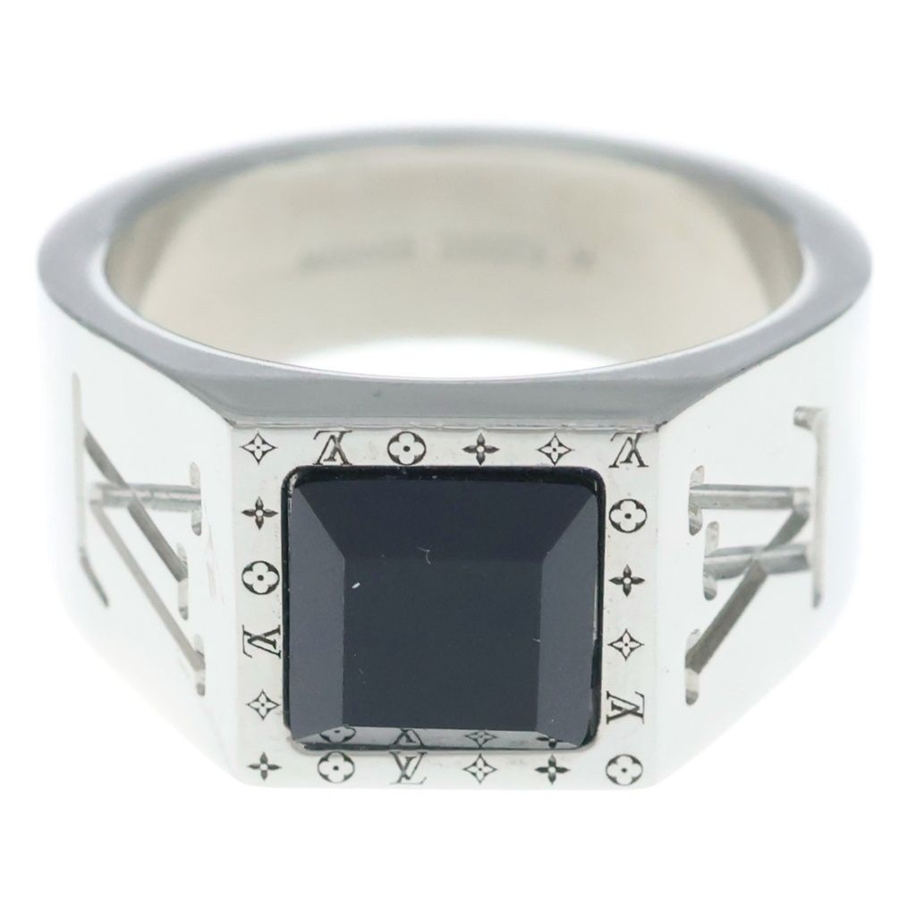 Louis Vuitton Ring LV Onyx Bague Monogram Silver