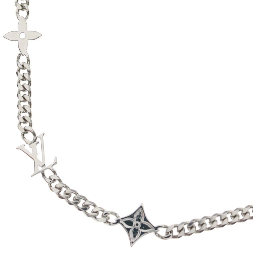 Louis Vuitton Necklace Monogram Low Logo Chain Silver