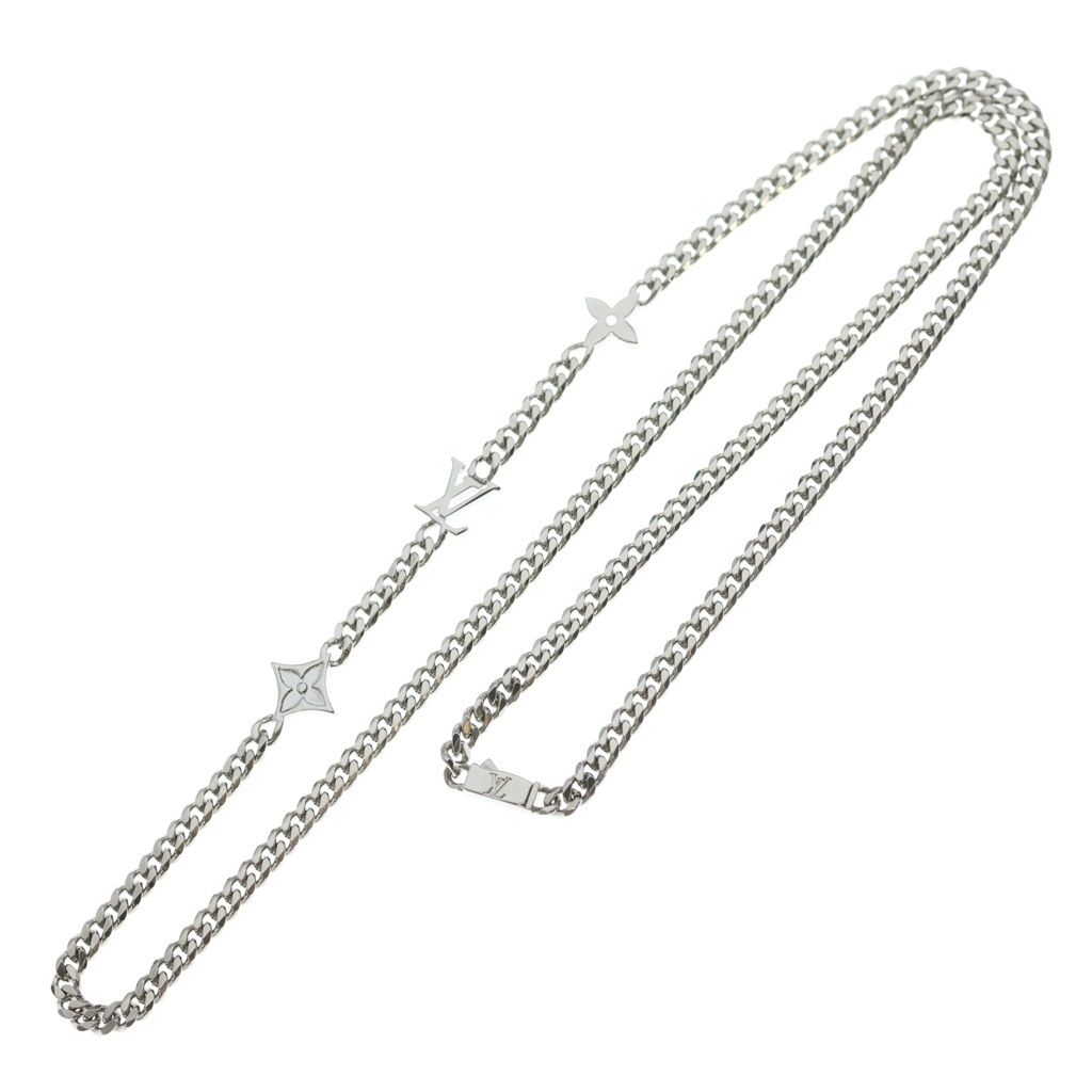 Louis Vuitton Necklace Monogram Low Logo Chain Silver — view 2