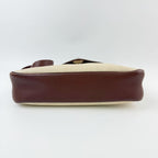 Hermes Christine Shoulder Bag Canvas Leather Beige Brown Silver Vintage — view 6