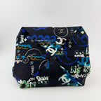 Chanel CC Logo Graffiti Shoulder Bag Canvas Black Blue Multicolor Silver Seal — view 5
