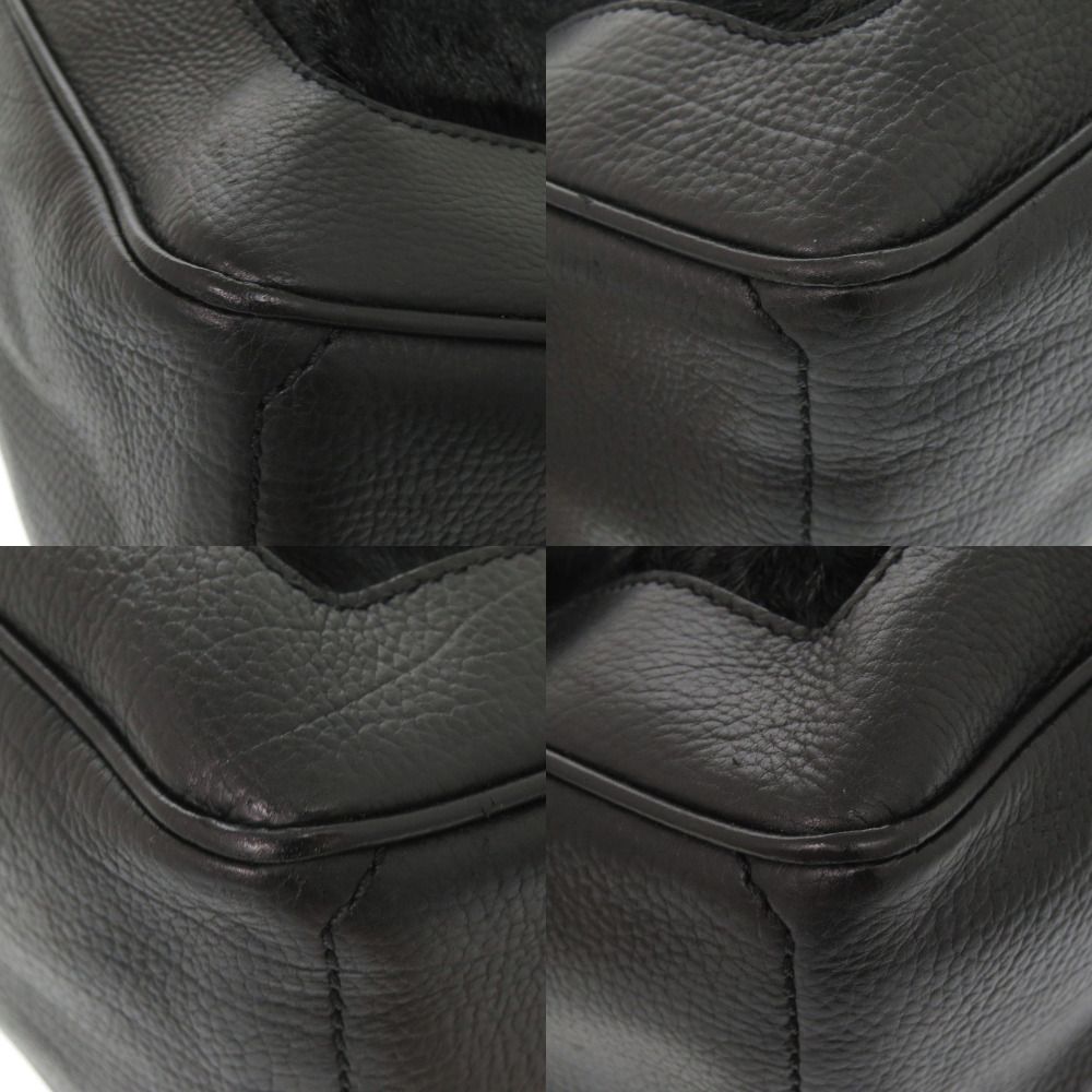 Celine Boogie Bag Calf Hair Leather Black Handbag — view 4
