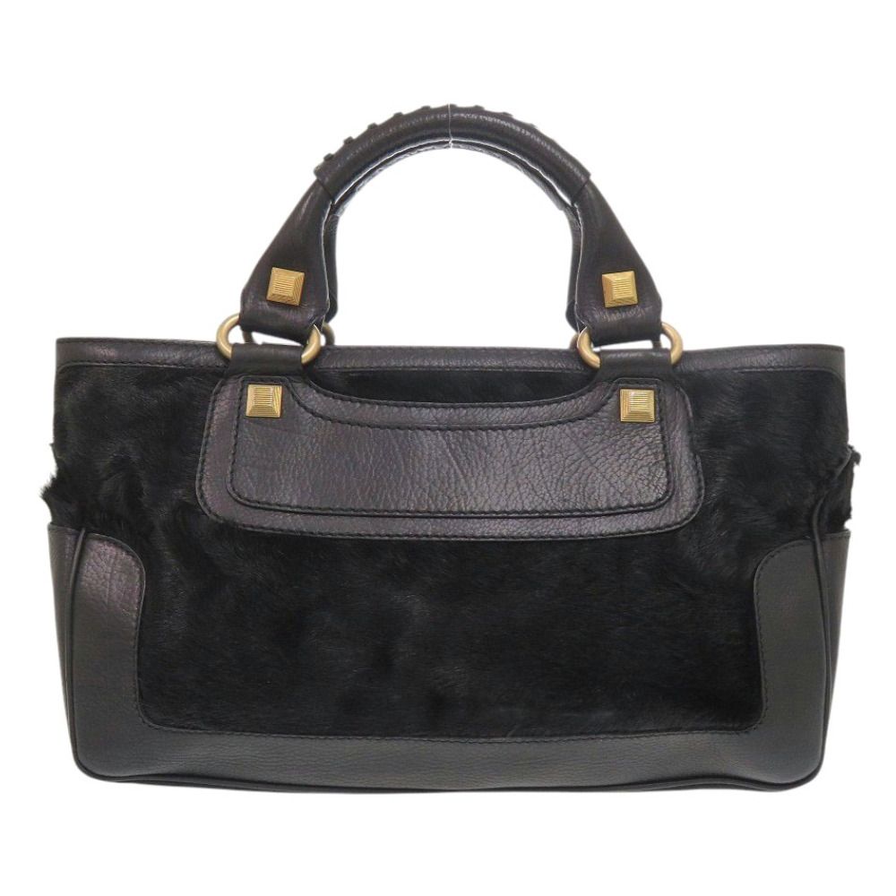 Celine Boogie Bag Calf Hair Leather Black Handbag