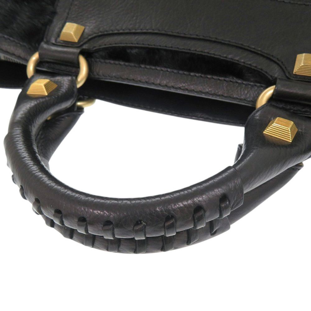Celine Boogie Bag Calf Hair Leather Black Handbag — view 5