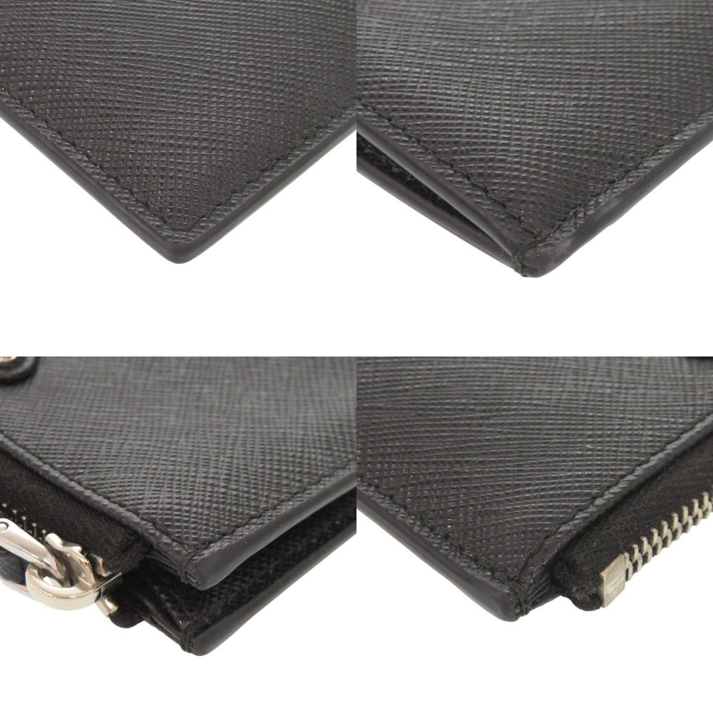 Prada Triangle Logo Saffiano Leather Black Card Case Coin Purse — view 4