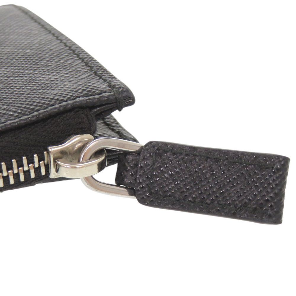 Prada Triangle Logo Saffiano Leather Black Card Case Coin Purse — view 8