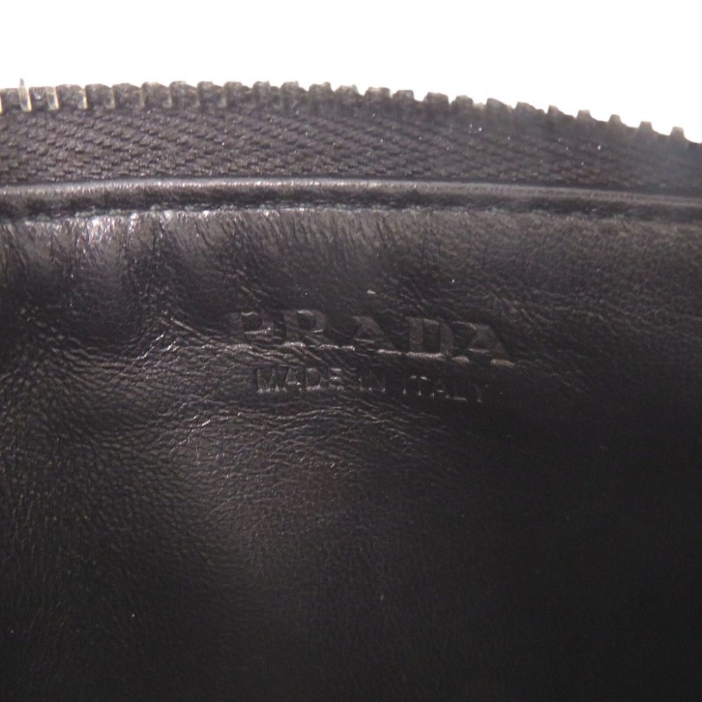 Prada Triangle Logo Saffiano Leather Black Card Case Coin Purse — view 6