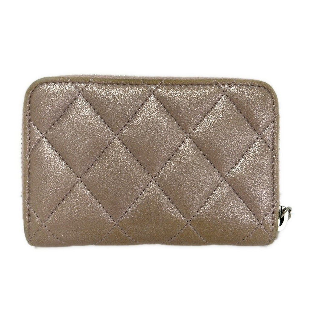 Chanel Coin Purse Quilted Pink Silver Zip Around Lambskin — view 2