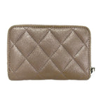 Chanel Coin Purse Quilted Pink Silver Zip Around Lambskin — view 2