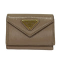 Prada Trifold Wallet Pink Beige Leather