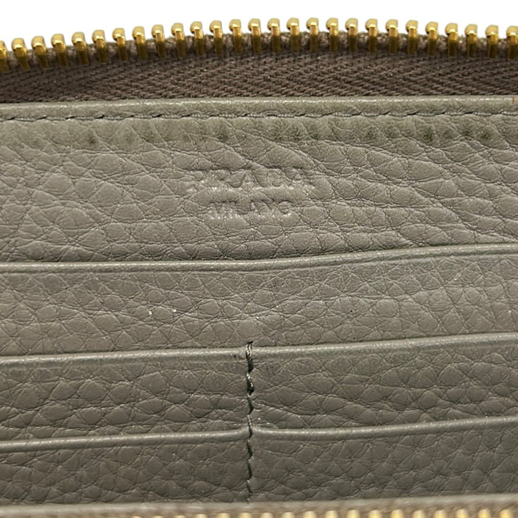 Prada Wallet Gray Zip Around Leather — view 5