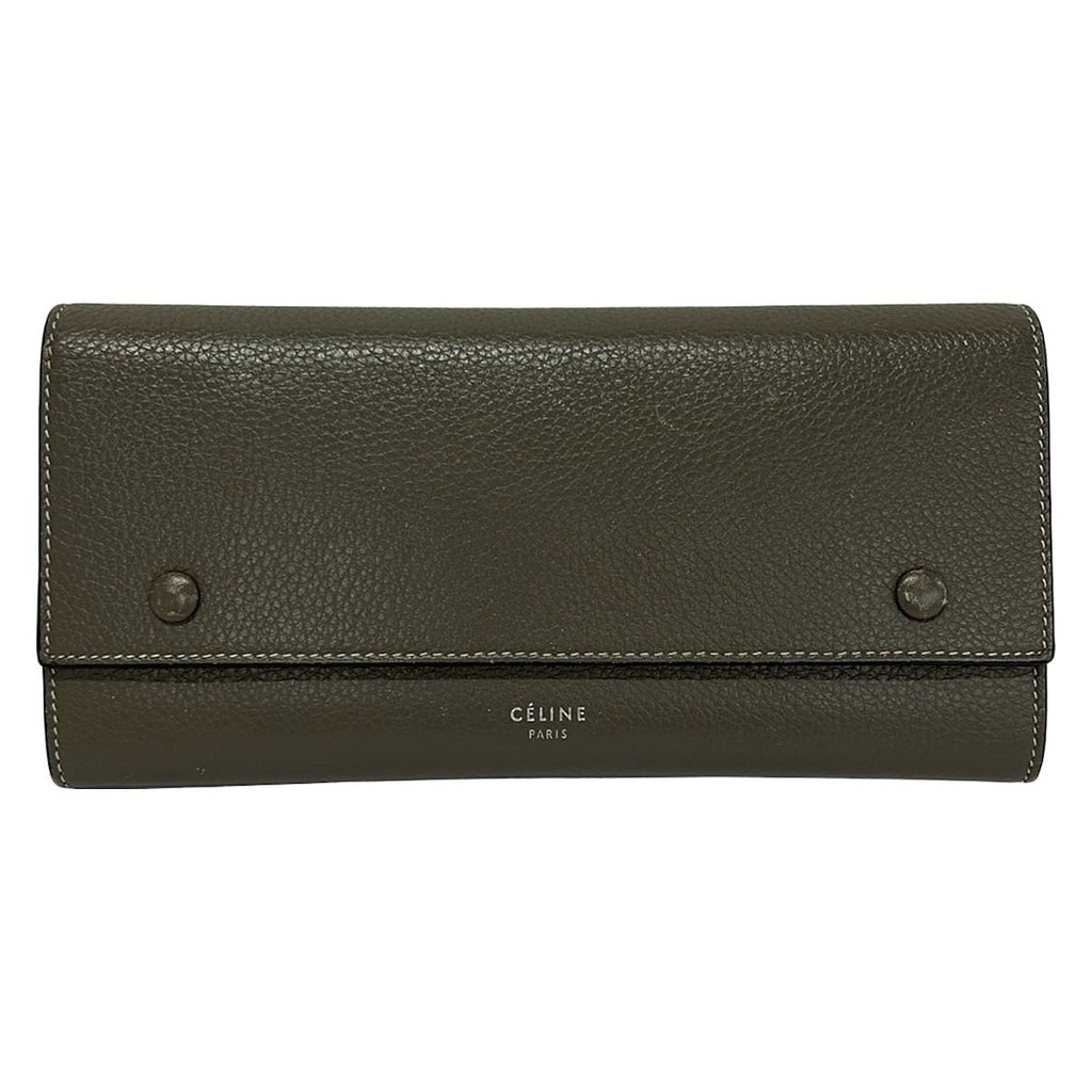 Celine Wallet Large Flap Multi Function Gray Leather