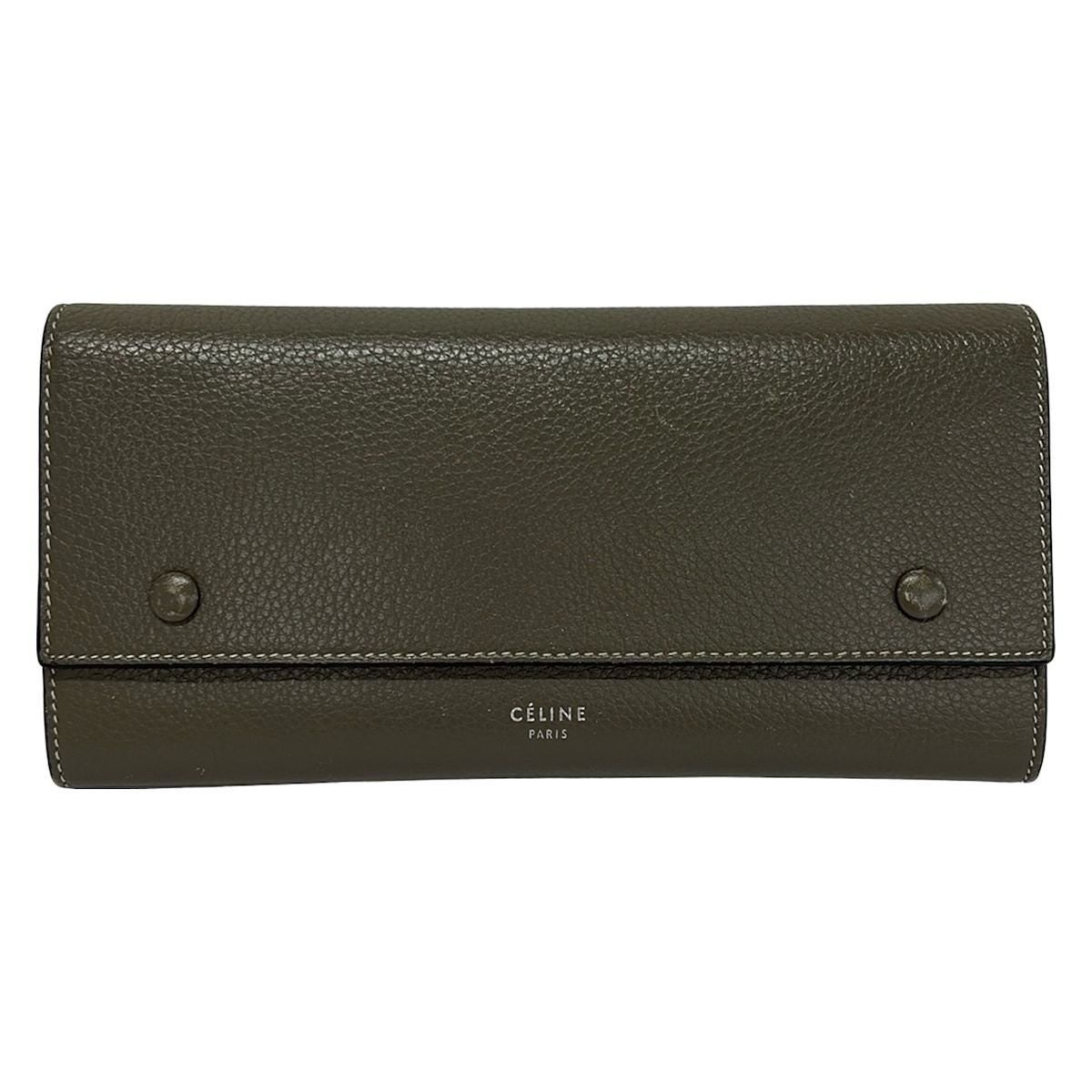 Celine Wallet Large Flap Multi Function Gray Leather