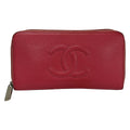 Chanel Wallet Pink Zip Around Silver