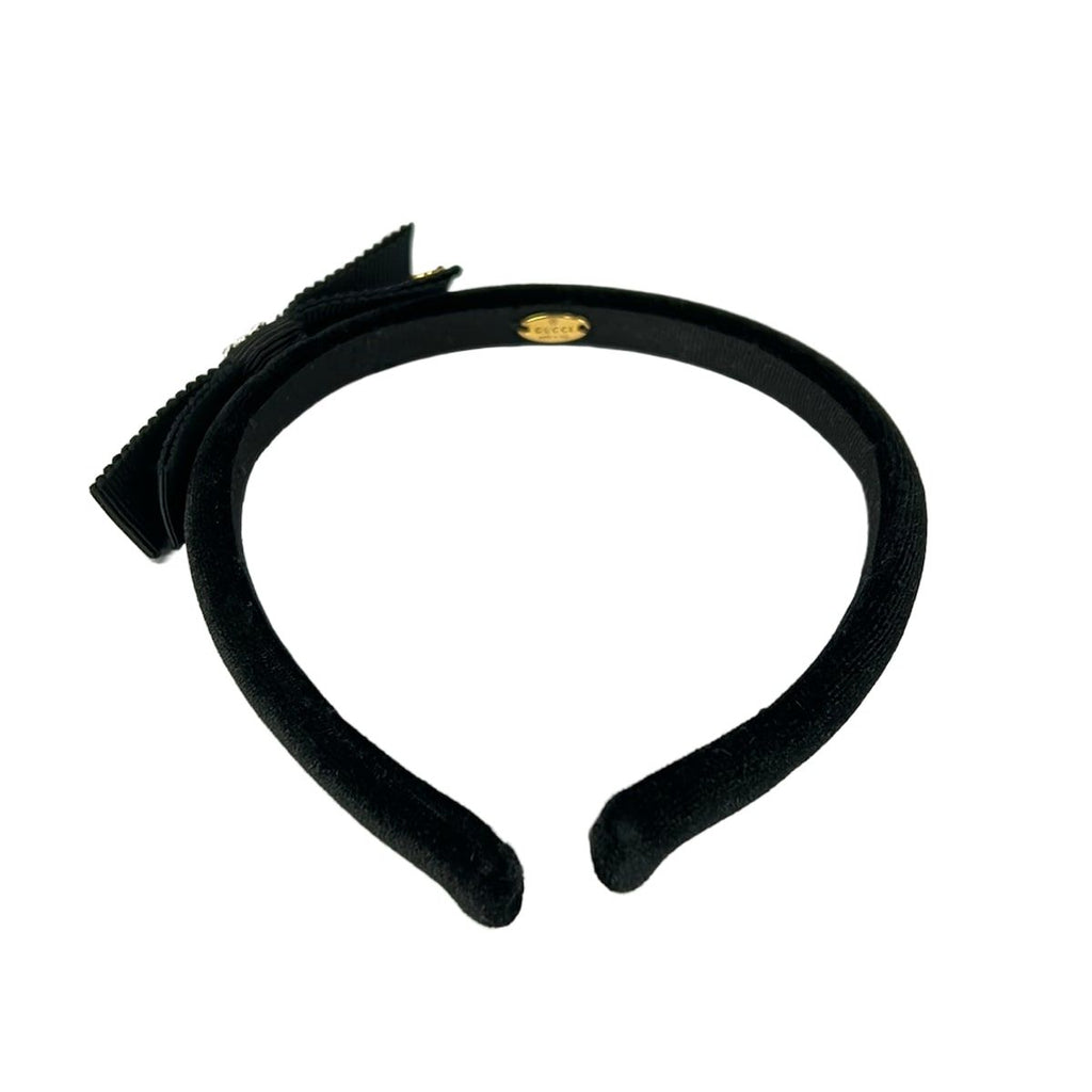 Gucci Headband Interlocking G Black Rhinestone Ribbon — view 2