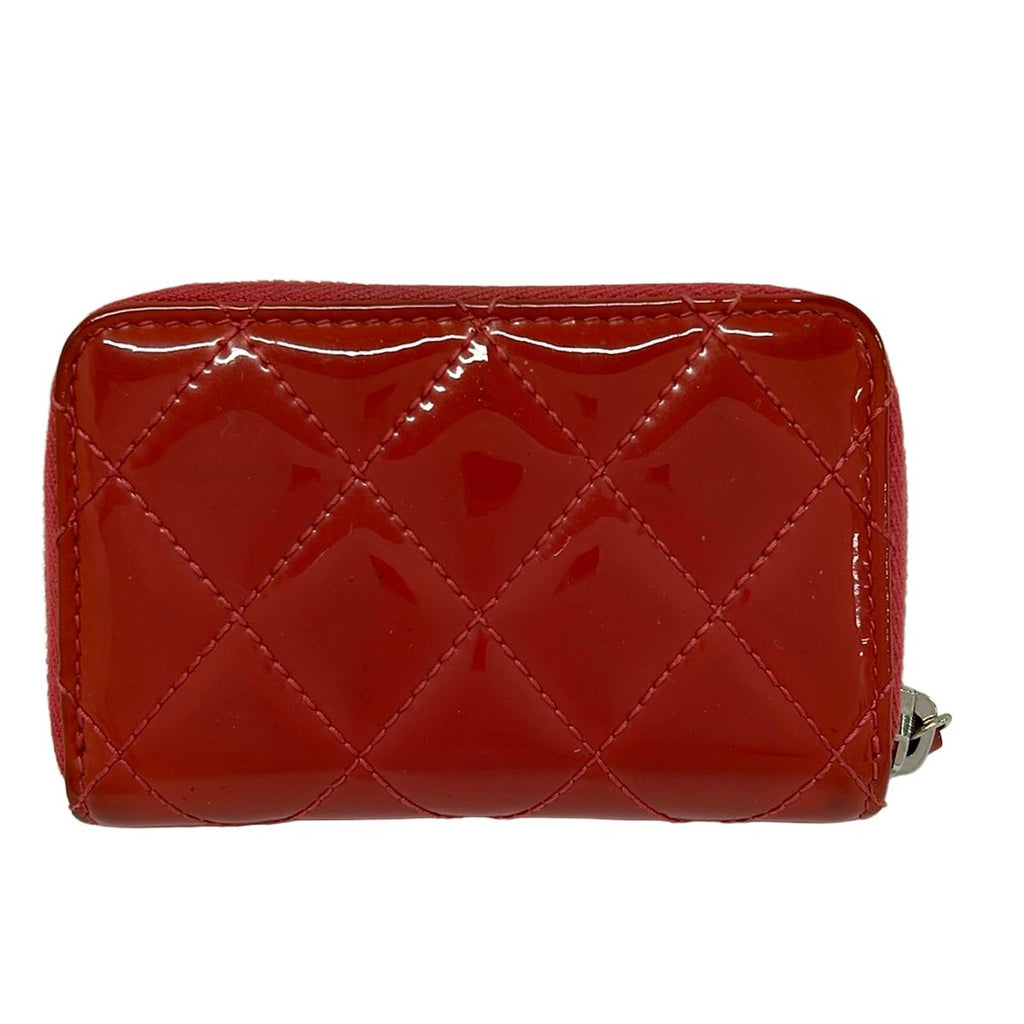 Chanel Coin Purse Quilted Pink Zip Around Silver Leather — view 2