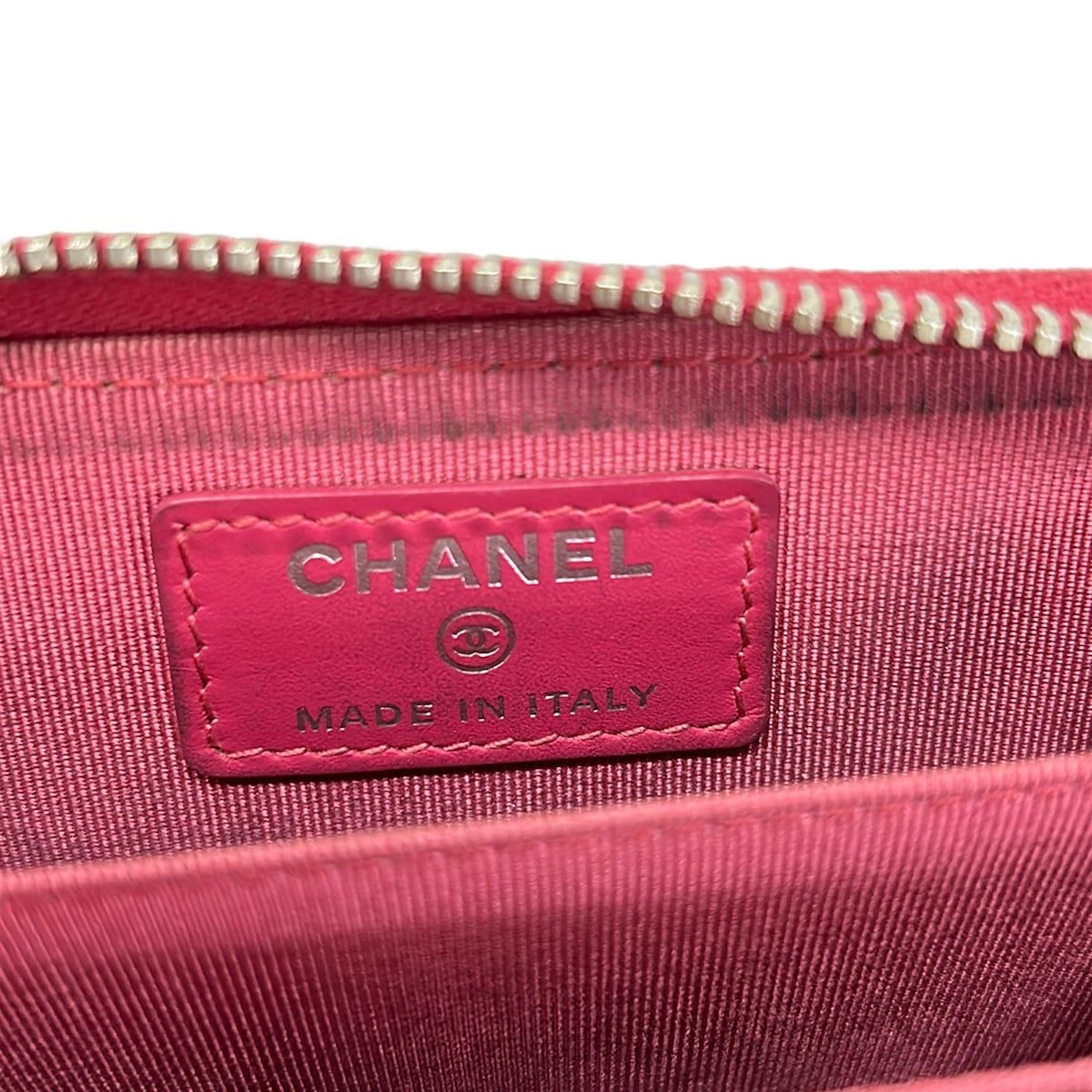 Chanel Coin Purse Quilted Pink Zip Around Silver Leather — view 4