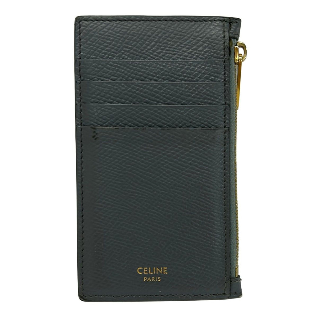 Celine Coin Purse Compact Zipped Card Case Dark Gray Fragment Leather