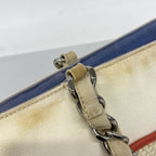 Chanel Chain Tote Bag Canvas White Blue Silver — view 8