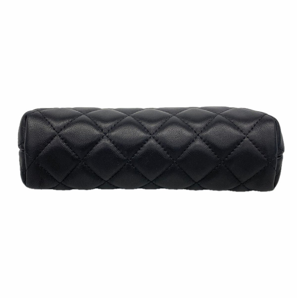 Chanel Pouch Quilted Lambskin Black Silver — view 3