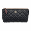 Chanel Pouch Quilted Lambskin Black Silver