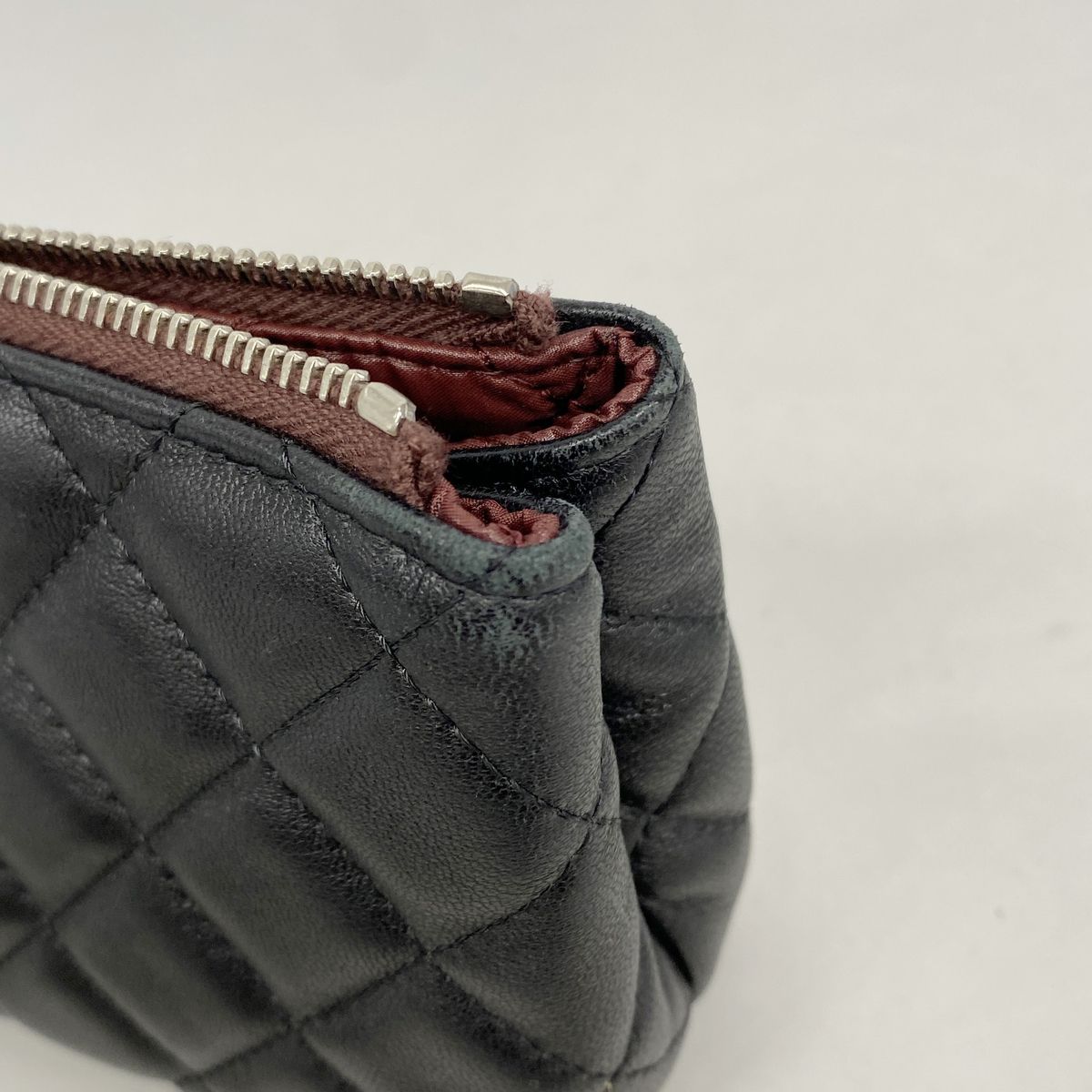 Chanel Pouch Quilted Lambskin Black Silver — view 6