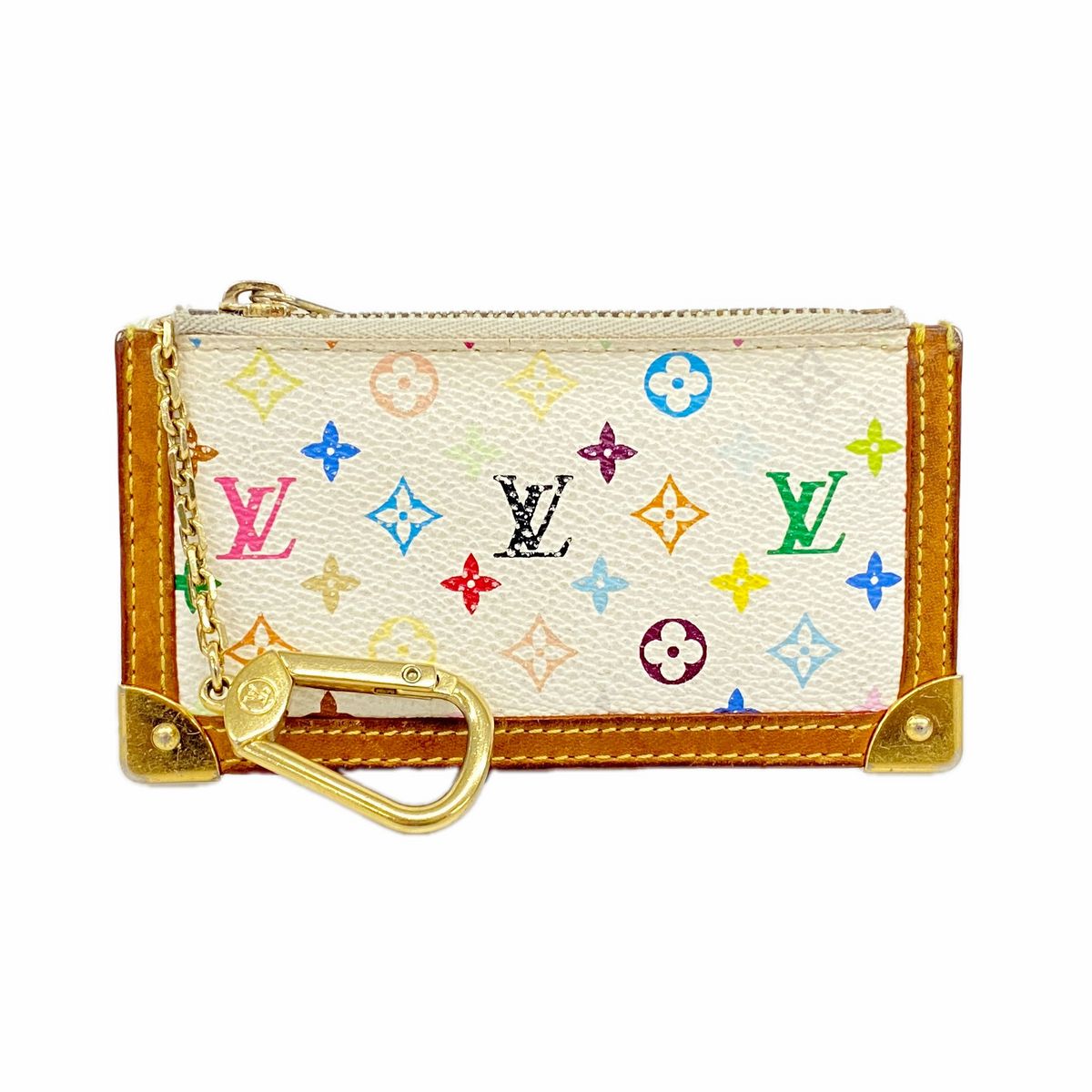Louis Vuitton Coin Purse Monogram Multicolor Pochette Cles Blanc