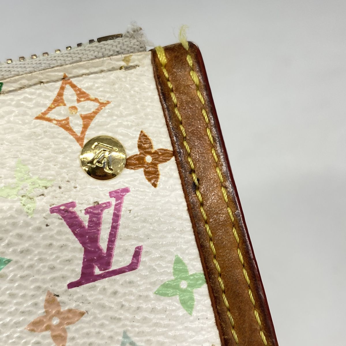 Louis Vuitton Coin Purse Monogram Multicolor Pochette Cles Blanc — view 7