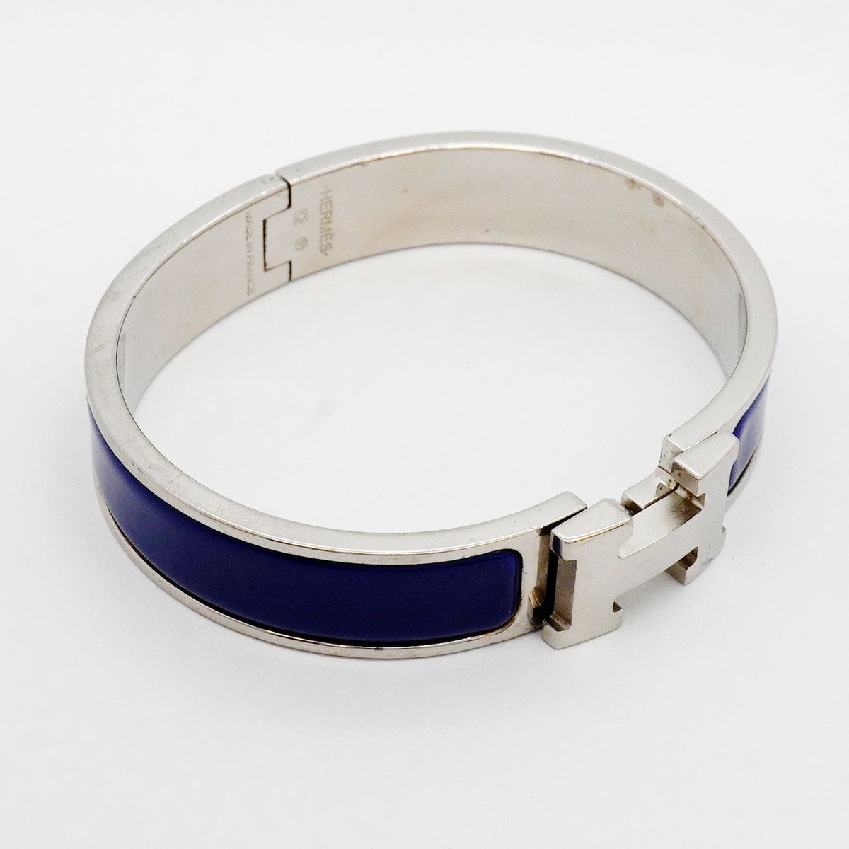 Hermes Bangle Clic Clac PM Metal Silver Blue Bracelet — view 2